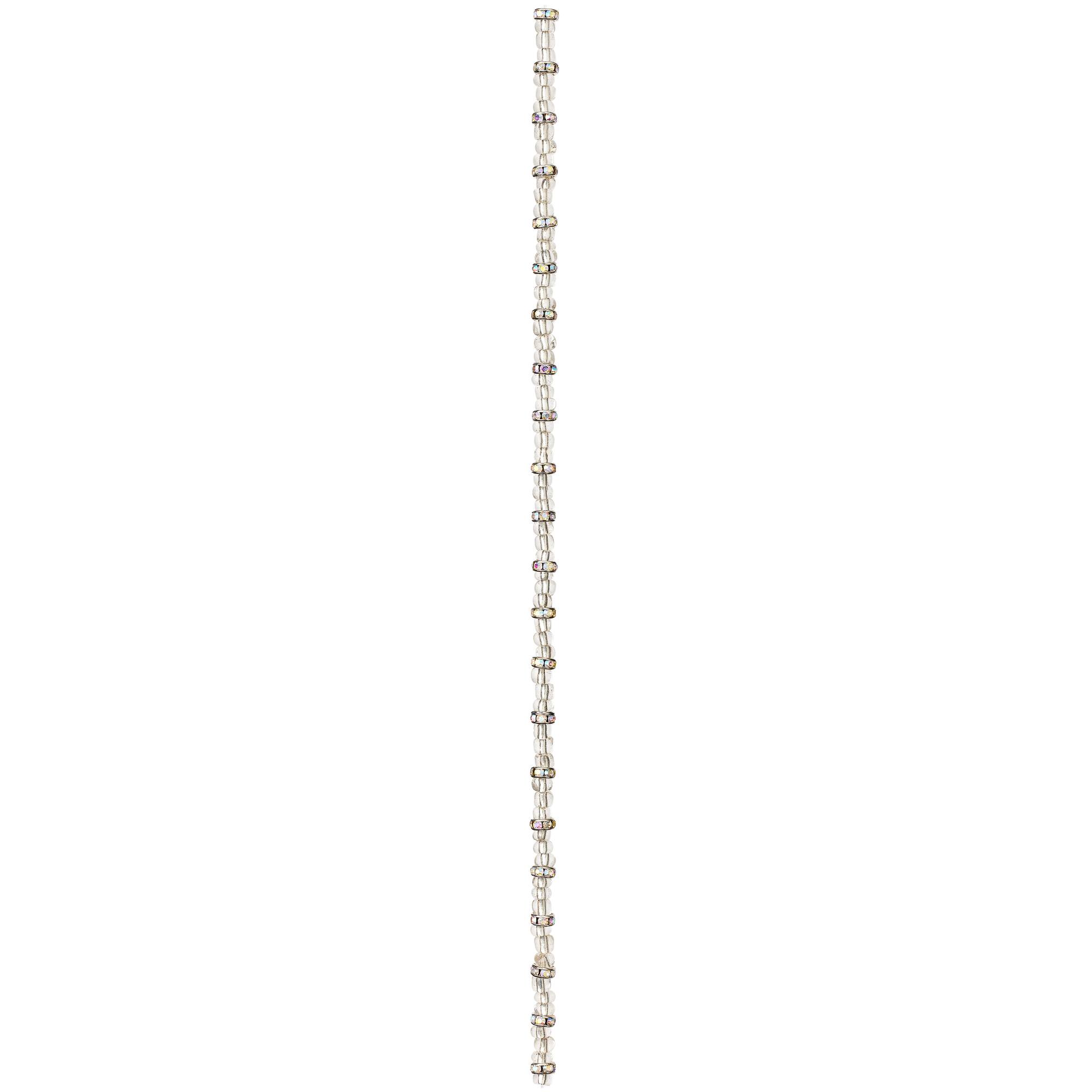 Rhodium with Aurora Borealis Rhinestone Rondelle Beads, 5mm by Bead Landing™